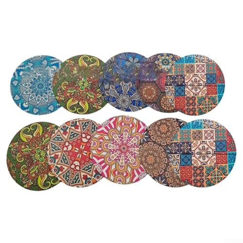 Gemustertes isoliertes Tischset, Esszimmer-Tischsets mit isolierenden, runden gemusterten isolierten Tischsets mit einem feuchten Tuch, 10 x 10 x 0,3 cm von Manillefu