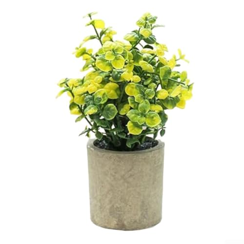 Grüner Blumentopf, Innendekoration, Seidenblumentopf, künstliche grüne Topfpflanzen, künstliche Grünpflanzen in Papierzellstofftöpfen (C) von Manillefu