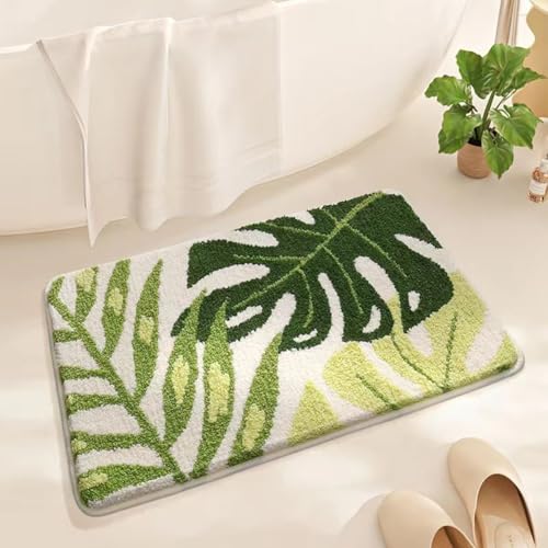 Grüner Regenwald-Badezimmer-Bodenmatte, weicher, rutschfester Mikrofaser-Badezimmerteppich, 76,2 x 43,2 cm, waschbar, weicher Duschteppich für Schlafzimmer, Küche (1) von Manillefu
