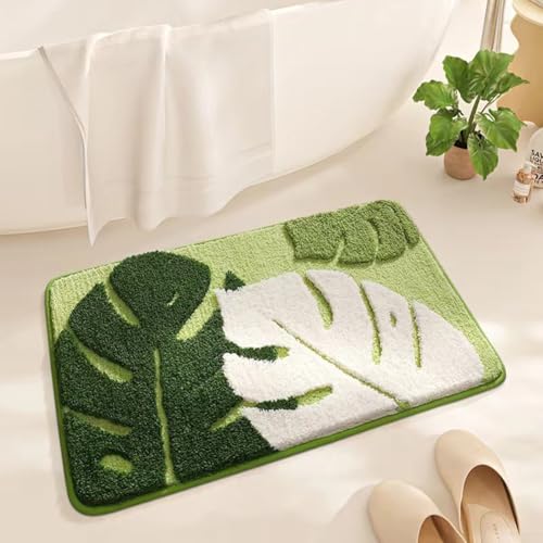 Grüner Regenwald-Badezimmer-Bodenmatte, weicher, rutschfester Mikrofaser-Badezimmerteppich, 76,2 x 43,2 cm, waschbar, weicher Duschteppich für Schlafzimmer, Küche (2) von Manillefu