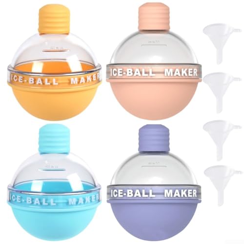 Kreieren Sie perfekte Eiskugeln mit 4 Silikonstücken für Cocktails und Getränke (Kombinationspackung) von Manillefu