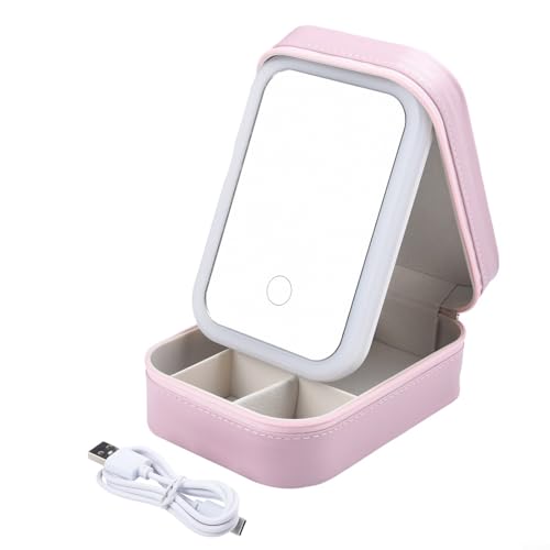 LED-Schminkspiegel, kompaktes Design, reichlich Stauraum, Reisebegleiter (Rosa) von Manillefu