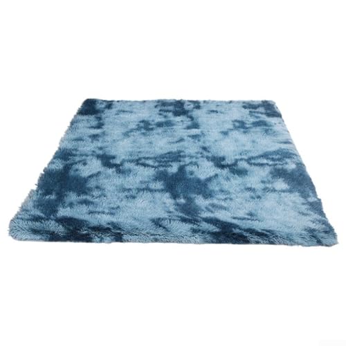 Manillefu Rechteckiger Teppich aus weichem Polyester mit Farbverlauf, rutschfeste Wildleder-Unterseite, um ein Verrutschen auf harten Böden zu verhindern (blau) von Manillefu