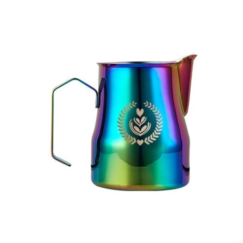 Milchaufschäumkrug 350 ml 450 ml Edelstahl Kaffee Espresso Dampfkrug mit komfortablem Griff und Ausguss für Latte und Cappuccino (350 ml Farbe) von Manillefu