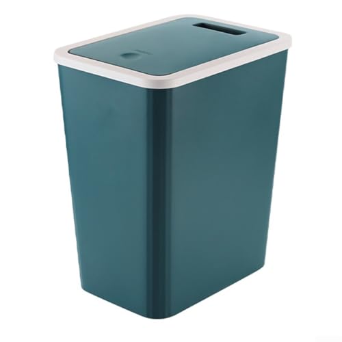 Mülleimer mit Druckdeckel für Badezimmer, Küche und Wohnzimmer, kompakte Größe für enge Räume und Schutz (blau (grün (mit Abdeckung)) von Manillefu