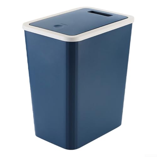 Mülleimer mit Druckdeckel für Badezimmer, Küche und Wohnzimmer, kompakte Größe für enge Räume und Schutz (blau (mit Abdeckung)) von Manillefu
