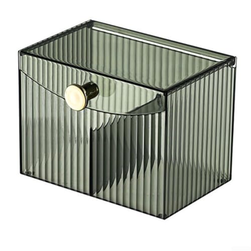 Platzsparende transparente Kosmetik-Aufbewahrungsbox, transparenter Behälter mit Deckel, 2 separate Gitter (grün) von Manillefu