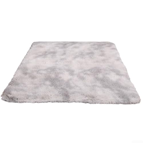 Rechteckiger Teppich aus weichem Polyester mit Farbverlauf, rutschfeste Wildleder-Unterseite, um ein Verrutschen auf harten Böden zu verhindern (hellgrau) von Manillefu