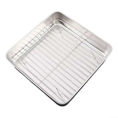 Robuster Edelstahl-Bräter mit Rost und Griffen für den Ofen, perfekt zum Braten von Truthahn, Huhn, Gemüse und Lasagne, mit hohem Seitendesign (C) von Manillefu