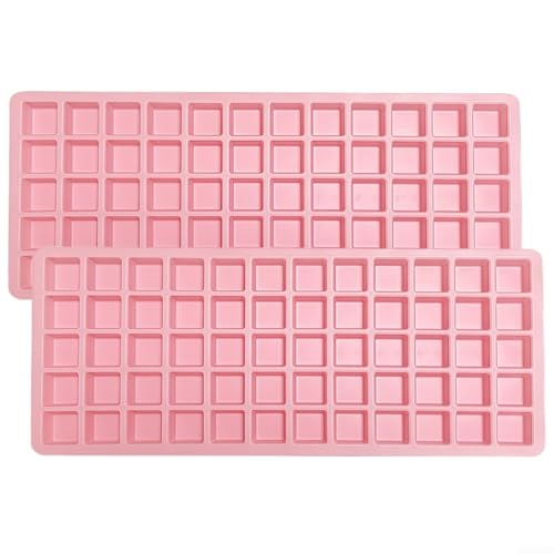Silikon-Eiswürfel- und Süßigkeitenformen, 2 Stück, mit 60 Gittermulden, passend für mittelgroße und große Gefriertrockner (Rosa) von Manillefu
