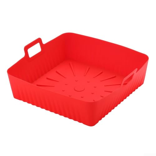 Silikon-Fritteusen-Pad, leicht zu reinigen, antihaftbeschichtet, öldicht, wasserdicht, mit Griffen, für 6/8 Quart Fritteusen (rot) von Manillefu