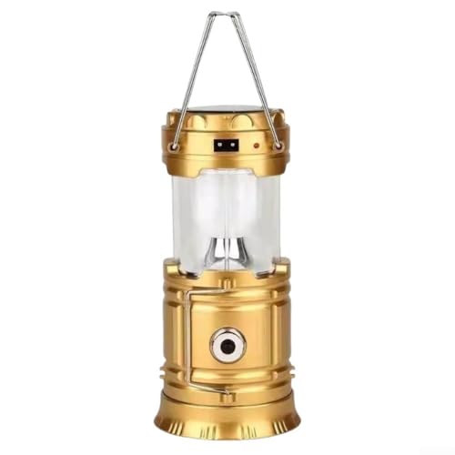 Solarbetriebene Laterne und Ventilator, Solarlicht und tragbarer Ventilator, faltbare Camping-Laterne mit Ventilator, USB-Lade- und Backup-Batterie (Gold) von Manillefu