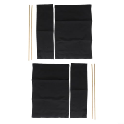 Sparsamer Leinen-Sitzbezug, Regiestuhl-Bezug-Set, Klappstuhl-Sitzbezug, 2 Sets, 53 x 20 cm/53 x 41 cm, optional 210 g (schwarz) von Manillefu