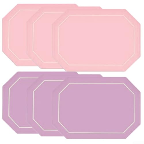 Stilvolle Tischsets aus PU-Leder, 6er Set, und wasserdicht für den Esstisch Schutz in verschiedenen Einstellungen (Rosa und Lila) von Manillefu
