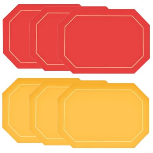 Stilvolle Tischsets aus PU-Leder, 6er Set, und wasserdicht für den Esstisch Schutz in verschiedenen Einstellungen (Rot und Gelb) von Manillefu
