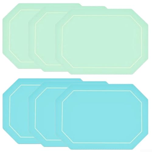 Stilvolle Tischsets aus PU-Leder, 6er Set, und wasserdicht für den Esstisch Schutz in verschiedenen Umgebungen (Grün und Blau) von Manillefu
