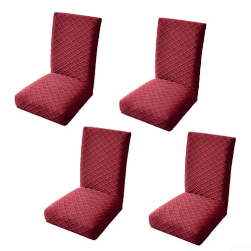 Stuhlhussen mit stilvollen Mustern, abnehmbar, dehnbar, 4 Stück, Rot von Manillefu
