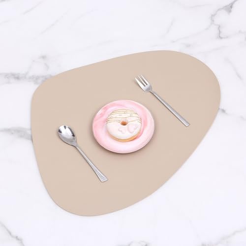 Tischsets aus PU-Leder für Esstische, 6er-Set für einfache Wartung und Pflege (Aprikose) von Manillefu