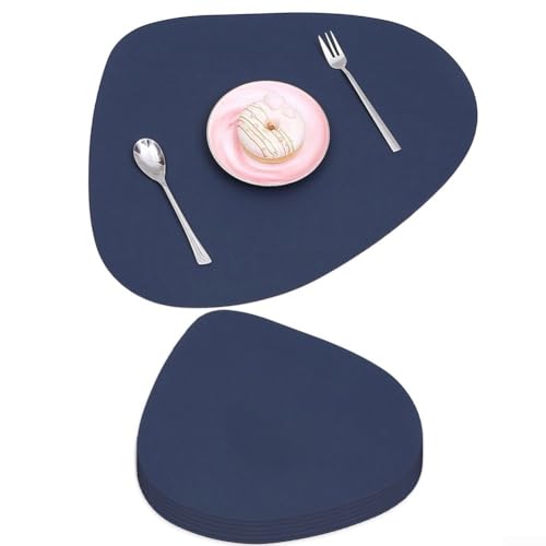 Tischsets aus PU-Leder für Esstische, 6er-Set für einfache Wartung und Pflege (blau) von Manillefu