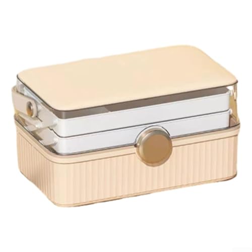 Tragbare Aufbewahrungsbox für den Haushalt mit mehrschichtigem Design und großer Kapazität, Kunststoff-Organizer mit Griff, geeignet für Kosmetik, Gadgets und Kleinteile (Rosa) von Manillefu