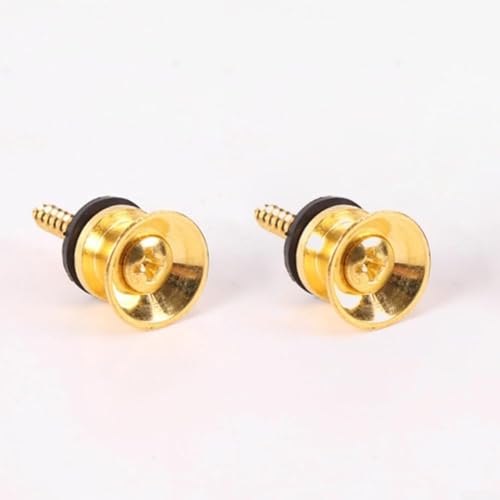 Verriegelbare Gitarrengurtknöpfe, 2-teiliges Set, um Gurte mit Schrauben und Kissen sicher zu halten (Gold) von Manillefu