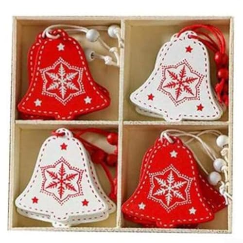 Weihnachtsbaumschmuck aus Holz, wunderschön gearbeitete Holzornamente mit Schnur zum Aufhängen für Scrapbooking-Projekte, Bastelaktivitäten, Glocken, 12 Stück Weihnachtsbaumschmuck aus Holz, wunderschön gearbeitete Holzornamente mit Schnur zum Aufhängen für Scrapbooking-Projekte, Bastelaktivitäten, Glocken, 12 Stück von Manillefu