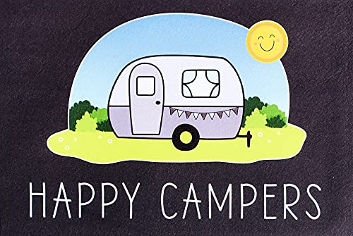 Camping-Fußmatte personalisiert mit Spruch und Verschiedene Motive. Deine Wahl lustige Camper Türvorleger rutschfest & waschbar schwarz 35x50cm (Happy Campers) von Manilu