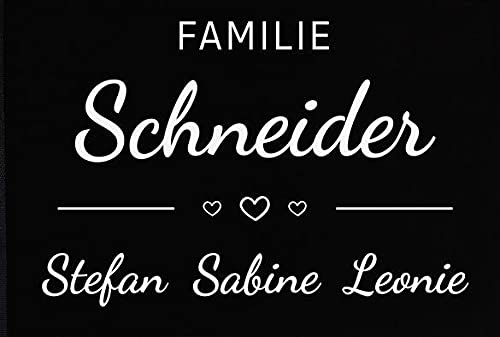 Fußmatte Willkommen bei Familie [Wunschname] Herz personalisiert rutschfest & waschbar weiß 60x40cm (Design 1, 40 x 60 cm) von Manilu