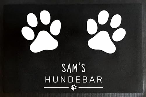 Manilu Personalisierte Napfunterlage Fußmatte | Wunschnamen | Hunde & Haustier | versch. Größen | rutschfest | Filzoberfläche | Futterstation (HUNDEBAR - 35x50cm) von Manilu