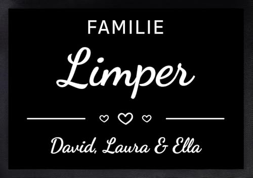 Personalisierte Fußmatte | Familie & Paare | Heimathafen | Herzdesign (Familie #1) von Manilu