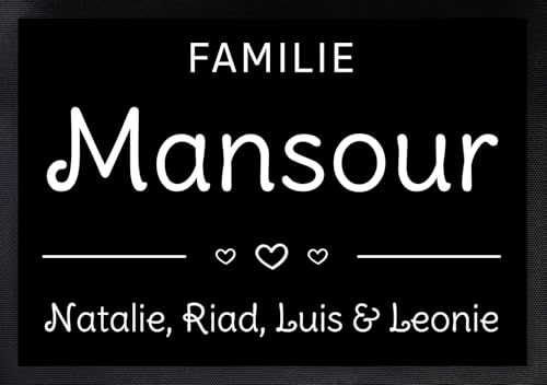 Personalisierte Fußmatte | Fußmatte Familie personalisiert | Fußmatte für Paare & Familien | Heimathafen | Herzdesign (Familie #2) von Manilu