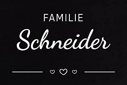 Manilu Personalisierte Fußmatte | Fußmatte Familie personalisiert | Fußmatte für Paare & Familien | Heimathafen | Herzdesign (Familie #3) von Manilu