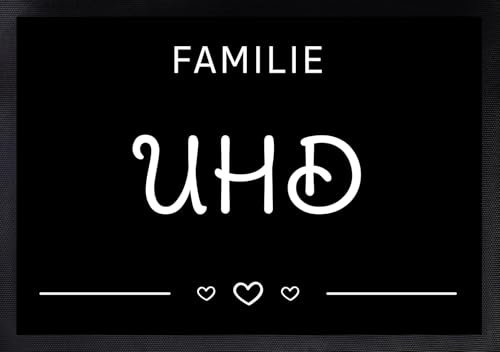 Personalisierte Fußmatte | Fußmatte Familie personalisiert | Fußmatte für Paare & Familien | Heimathafen | Herzdesign (Familie #4) von Manilu