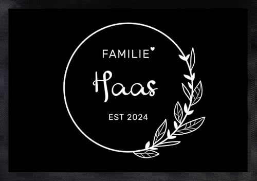 Personalisierte Fußmatte | Fußmatte Familie personalisiert | Fußmatte für Paare & Familien | Heimathafen | Herzdesign (Familie #6) von Manilu