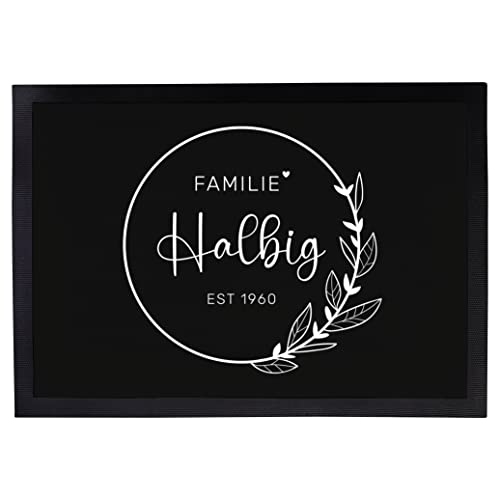 Personalisierte Fußmatte | Fußmatte Familie personalisiert | Fußmatte für Paare & Familien | Heimathafen | Herzdesign (Familie #6) von Manilu