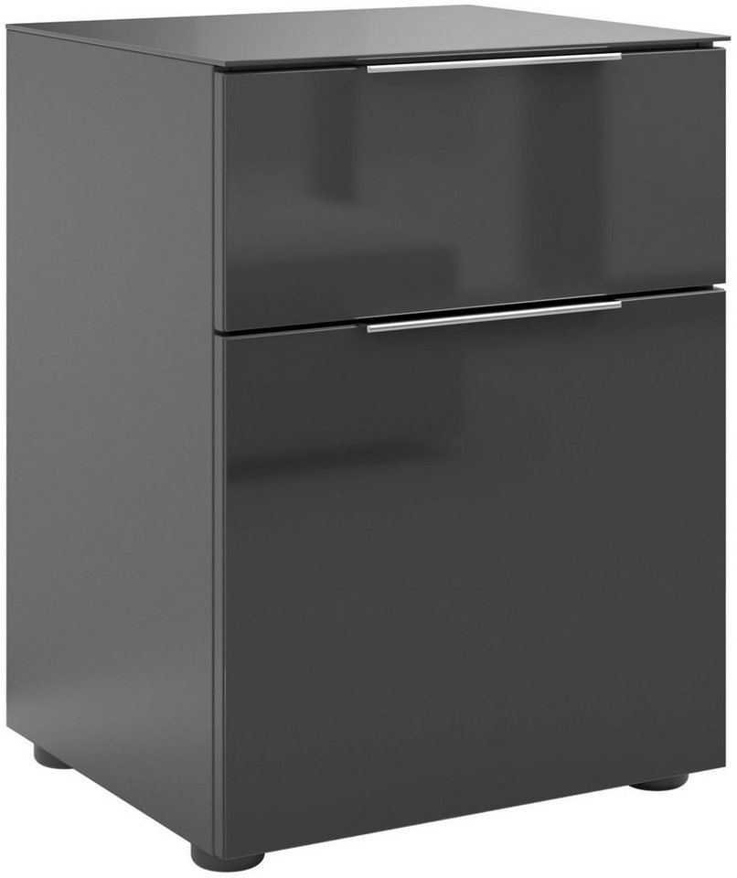 Manjana Möbel Nachtkommode Nachtkommode mit Chrom oder Schwarz matten Metallgriffen von Manjana Möbel