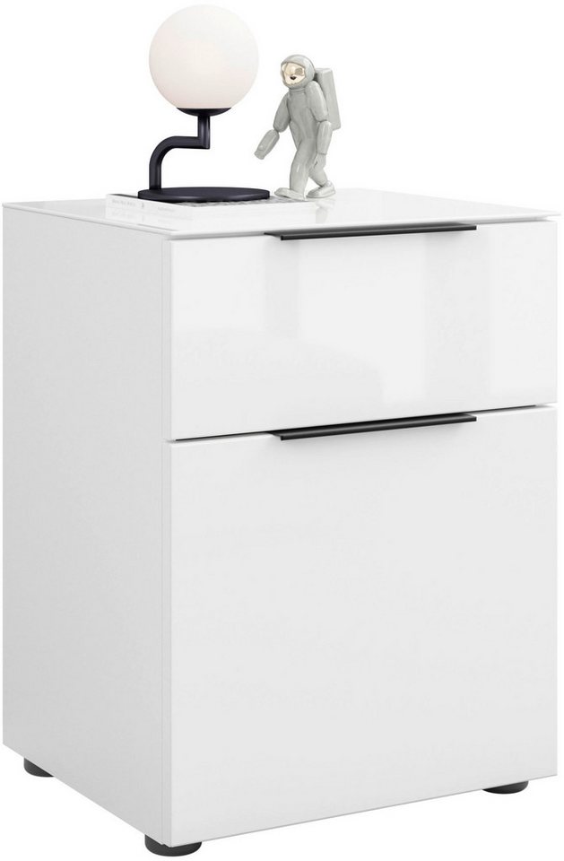 Manjana Möbel Nachtkommode Nachtkommode mit Chrom oder Schwarz matten Metallgriffen von Manjana Möbel