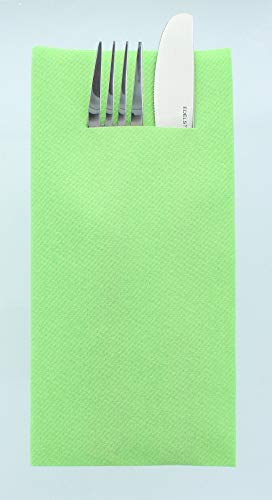 Mank Airlaid Besteckservietten Uni | 40 x 40 cm | 1/8-Falz | Premium Einweg-Serviette | saugstark | Basic | 75 Stück (Apfelgrün) von Mank GmbH