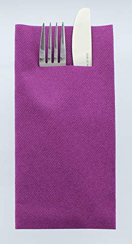 Mank Airlaid Besteckservietten Uni | 40 x 40 cm | 1/8-Falz | Premium Einweg-Serviette | saugstark | Basic | 75 Stück (Aubergine) von Mank GmbH