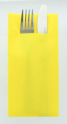Mank Airlaid Besteckservietten Uni | 40 x 40 cm | 1/8-Falz | Premium Einweg-Serviette | saugstark | Basic | 75 Stück (Gelb) von Mank GmbH