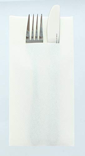 Mank Airlaid Besteckservietten Uni | 40 x 40 cm | 1/8-Falz | Premium Einweg-Serviette | saugstark | Basic | 75 Stück (Weiss) von Mank GmbH