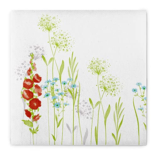 Mank GmbH Airlaid Serviette 40 x 40 cm stoffähnlich und saugstark perfekt für Hochzeit & Partys 50 Stück Servietten Blumen weiß grüne Sommerservietten Frühlingsservietten Floral Milli von Mank GmbH