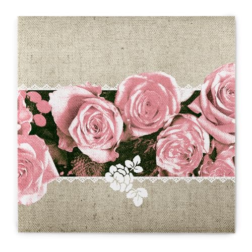 Mank Airlaid Servietten 40 x 40 cm | Premium Einweg-Serviette | textilähnlich und saugstark | perfekt für Events & Partys | 50 Stück | Lovely Roses (Rosa) von Mank GmbH