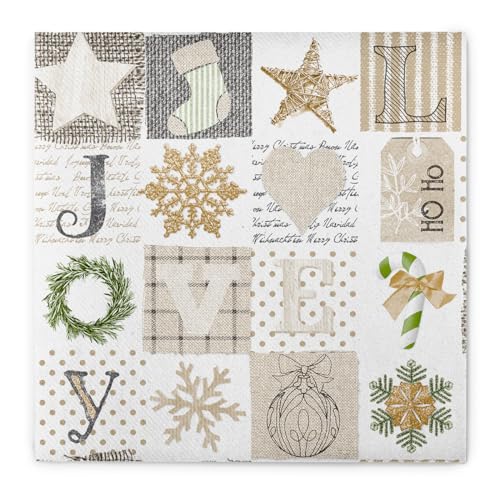 Mank GmbH Airlaid Servietten 40x40 cm Premium Einweg Serviette stoffähnlich und saugstark perfekt für Weihnachtsfeiern & Adventsfeiern Weihnachtsservietten 50 Stück Candy von Mank GmbH