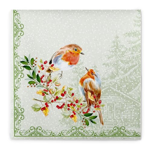 Mank Airlaid-Servietten 40x40 cm | Premium Einweg-Serviette | textilähnlich und saugstark | perfekt für Weihnachtsfeiern & Adventsfeiern | Weihnachtsservietten | 50 Stück | Pippa in Grün von Mank GmbH