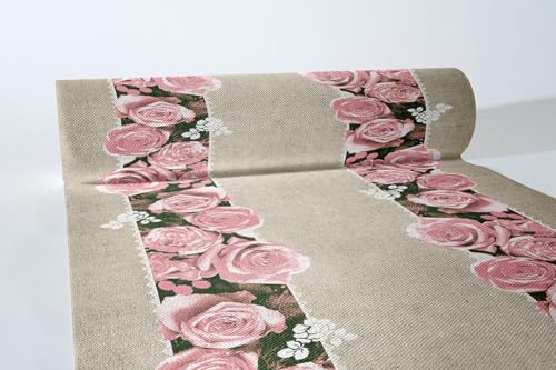 Mank Airlaid Tischläufer 40 cm x 24 m | Tischdecken-Rolle stoffähnlich | praktische Einmal-Tischdecke | 1 Stück | Lovely Roses (Rosa) von Mank GmbH