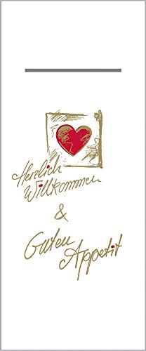 Mank Besteckservietten aus Airlaid Pub 40 cm x 33 cm 1/8 Falz | mit Besteckschlitz für Gastronomie und Feiern | 75 Stück | Herzlich Willkommen Mank Besteckservietten aus Airlaid Pub 40 cm x 33 cm 1/8 Falz | mit Besteckschlitz für Gastronomie und Feiern | 75 Stück | Herzlich Willkommen von Mank GmbH