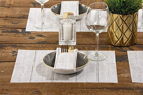 Mank GmbH Airlaid Besteckservietten Holz/Wood "Pub", 40 x 33 cm, 75 Stück, Holzoptik grau von Mank GmbH