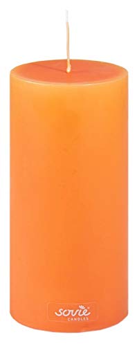 Mank GmbH Stumpenkerze | Säulenkerze | Tischkerze | Dekokerze | Flachkopfkerze | Blockkerze in Orange (Ø 70 x 200 mm) Brenndauer ca. 104 Stunden von Mank GmbH