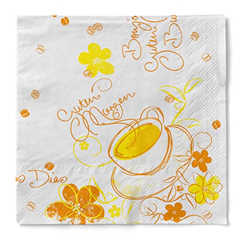Mank Servietten aus Tissue 33 cm x 33 cm | 1/4 Falz Kaffee Serviette | hochwertige Einmal-Serviette |100 Stück | Sunny von Mank GmbH
